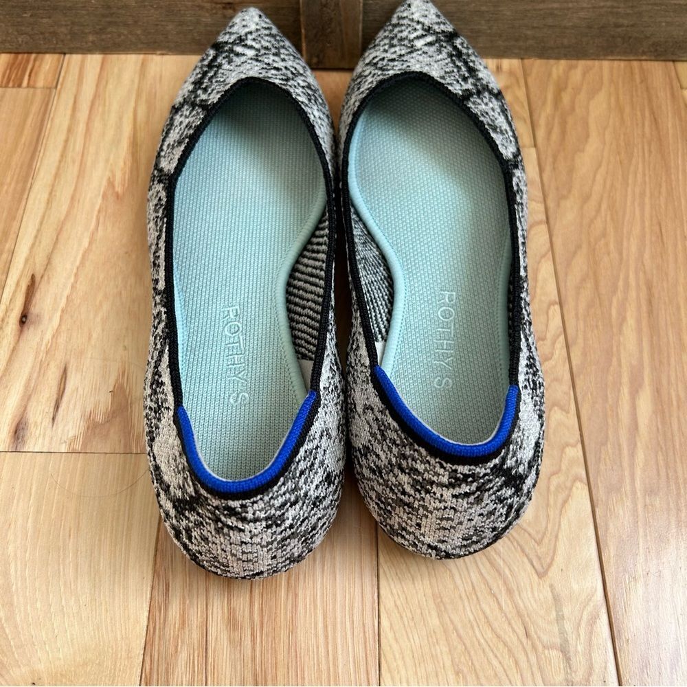 Rothy's The Point Black & White Python Print Flat… - image 4